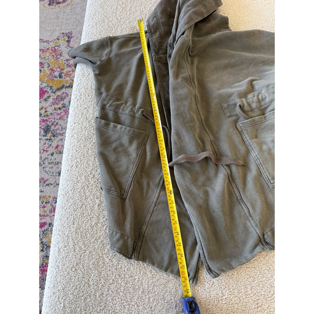 Free People XS Olive Green Oversized Hooded Utility Jacket Boho Distressed - Picture 5 of 10